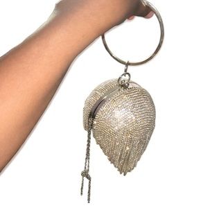 Rhinestone Fringe Disco Ball Clutch Purse